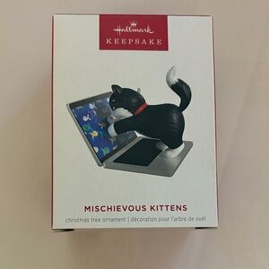 Hallmark Keepsake Black and White Kitten with Silver Laptop Ornament